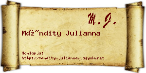 Mándity Julianna névjegykártya